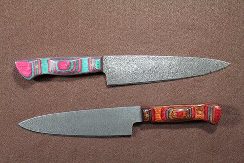 samples of Damascus steel blades