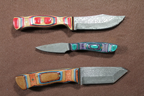 samples of Damascus steel blades